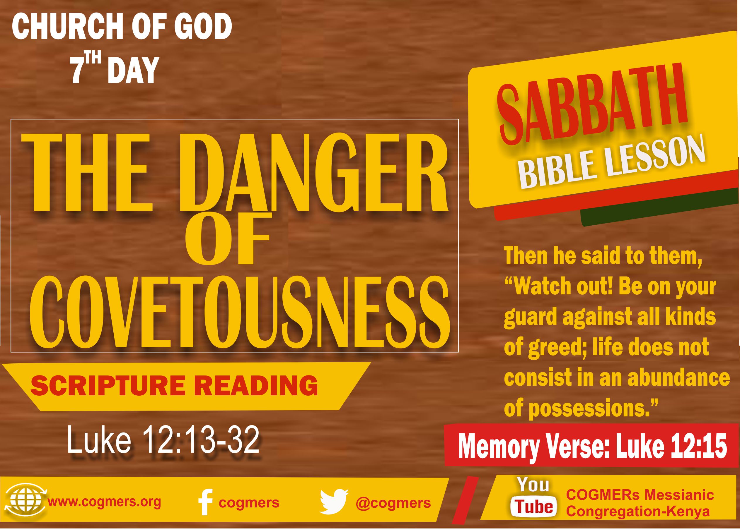 THE DANGER OF COVETOUSNESS